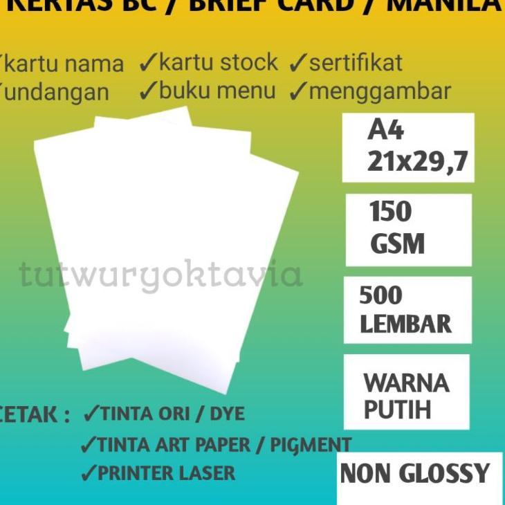 Kertas Bc 150 Gsm / Brief Card 150 Gram Isi 500 Lembar Ukuran A4 Murah