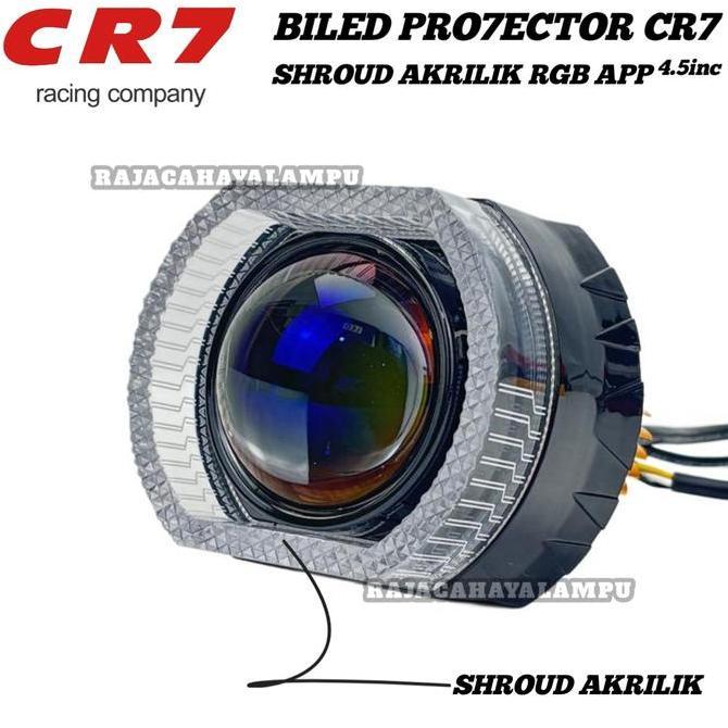 Biled Projector 4,5 Inch CR7 C662 RGB APP Blue Lens Shroud Akrilik Cahaya Flat Cut Universal