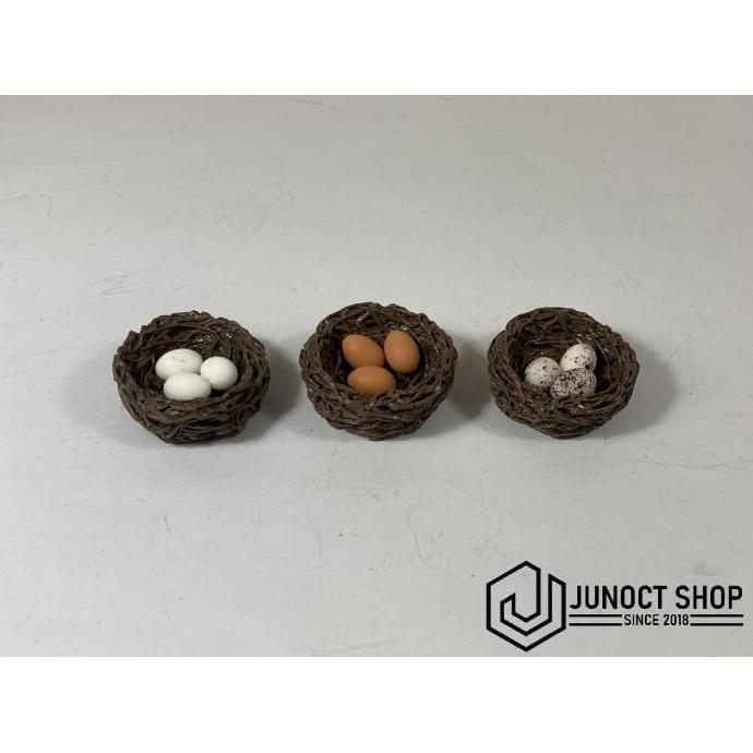 MAKET TELUR DAN SARANG BURUNG AYAM - MINIATUR DIORAMA MAINAN JUN27