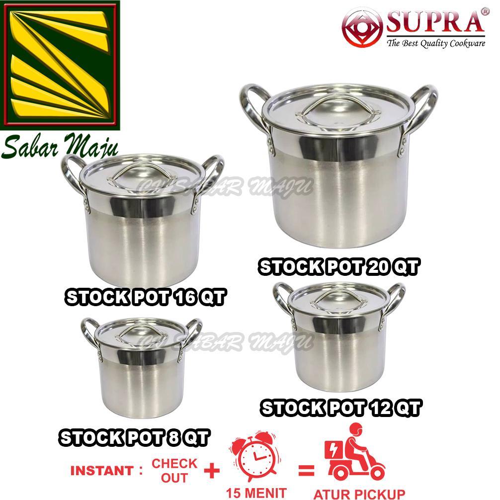 Hot Sale Supra Panci Stock Pot / Steamer Kukusan  8, 12, 16, 20 Qt, Soup Pot Stainless 28, 32, 36 Cm