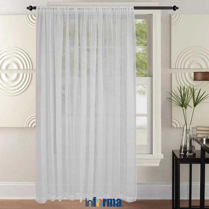 280X250 cm Tirai Vitrase BStripe - Putih Gorden Jendela Kain Penutup Hordeng Tipis Gorden Rumah