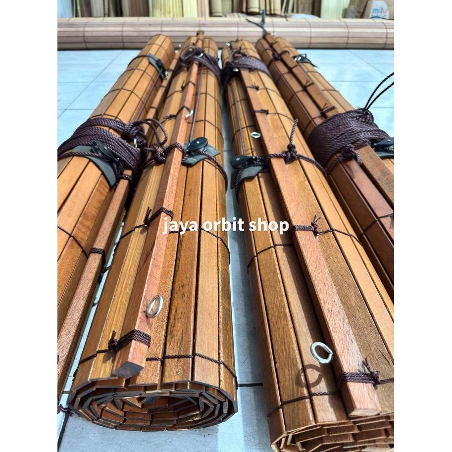 tirai kayu L 100cm x T 300cm / tirai kayu outdoor/ krey kayu outdoor/ krey kayu gulung / krei kayu /