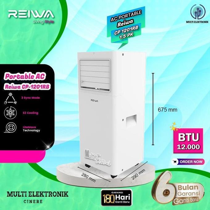 (Good) Reiwa AC Portable 1.5 PK CP-1201RB 12000 BTU dengan 3 Sync Mode & EZ Cooling
