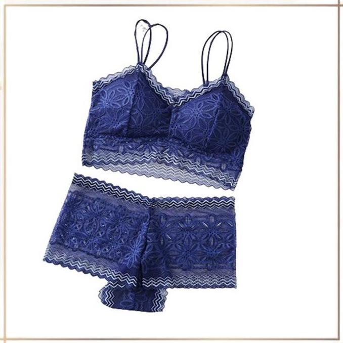 Cute- [Dsk] Bs420 Bra Set Renda Bunga Nita Setelan Motif Bh