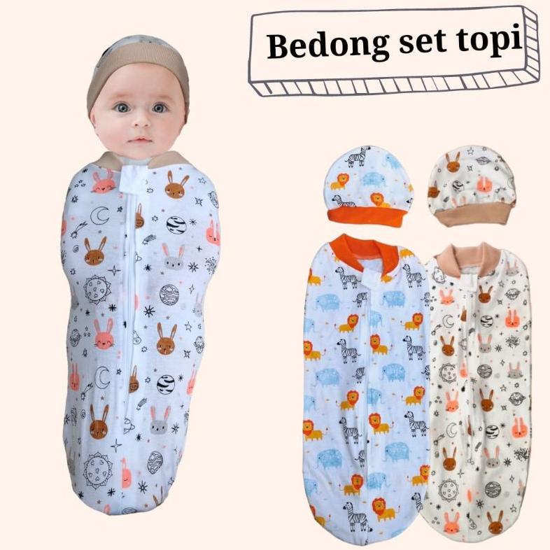 Big Sale Bedong Instan Set Topi/Bedong Topi/Bedong Instan Bayi Newborn