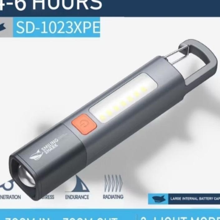 Senter Led Zoom Smiling Shark 3 Mode Penerangan