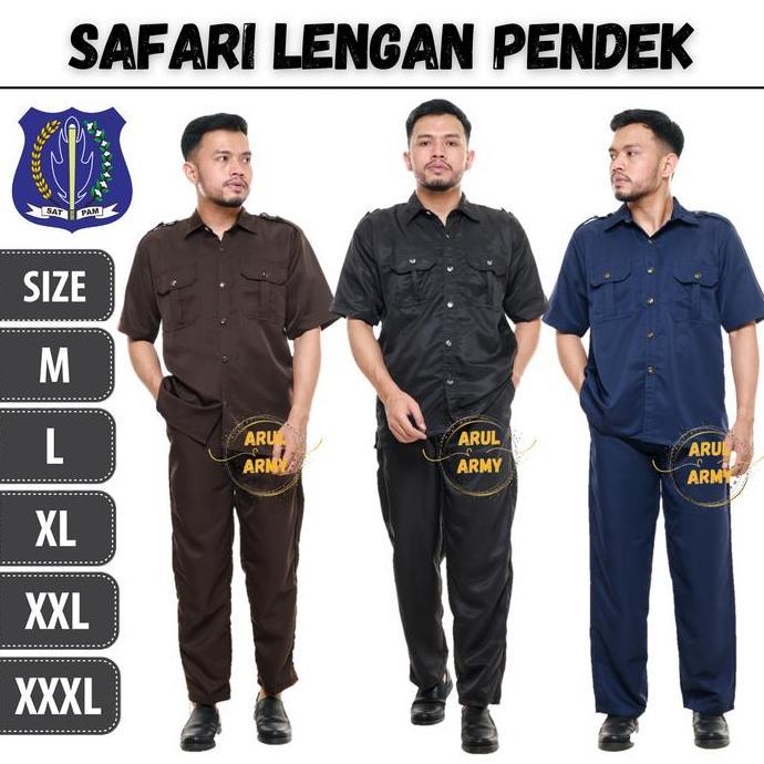 GROSIR SERAGAM SAFARI PDH PDL SATPAM SECURITY COKLAT PANJANG PENDEK UNISEX BAJU KEAMANAN SUPIR DRIVE