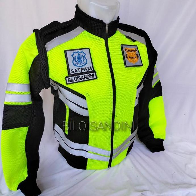 romket (rompi jaket) security jala tebal Tahan Angin Bordir Jaket Panjang Pria