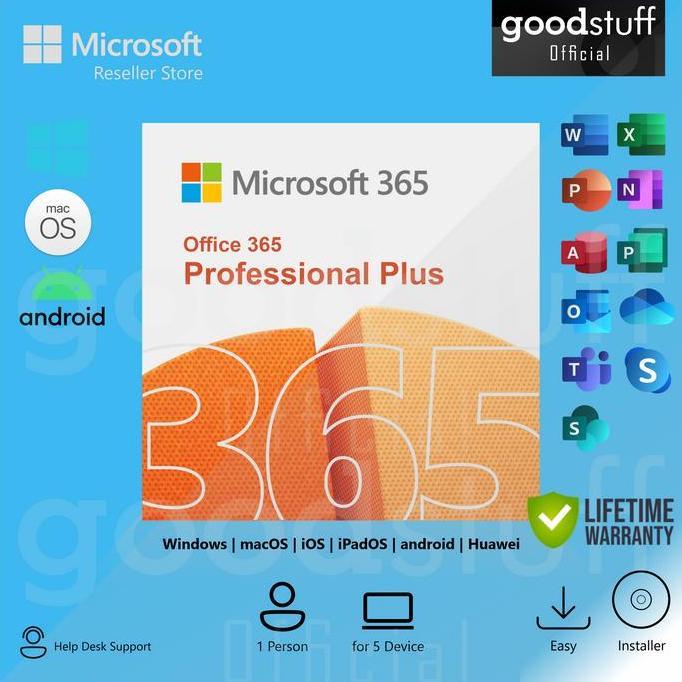 Microsoft Office 365 Original 1 User 5 Device Lifetime Mac/ Macbook/ Win/ iPad/ Tab/ Android