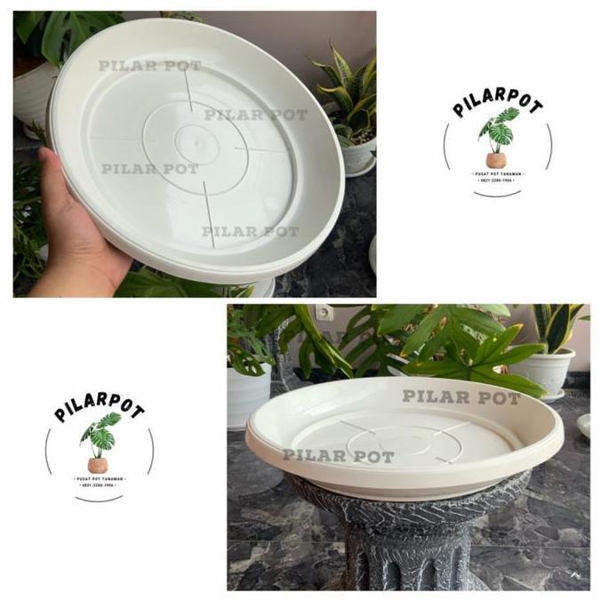 tatakan alas pot bunga 40 putih diameter 36cm untuk pot 40cm - PUTIH