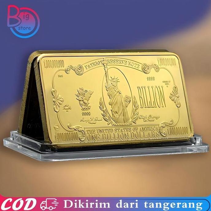 Giftyou- 1 Billion Dolar Logam Peringatan Emas Dolar As Koin Souvenir Emas Patung Liberty Gold Bar R