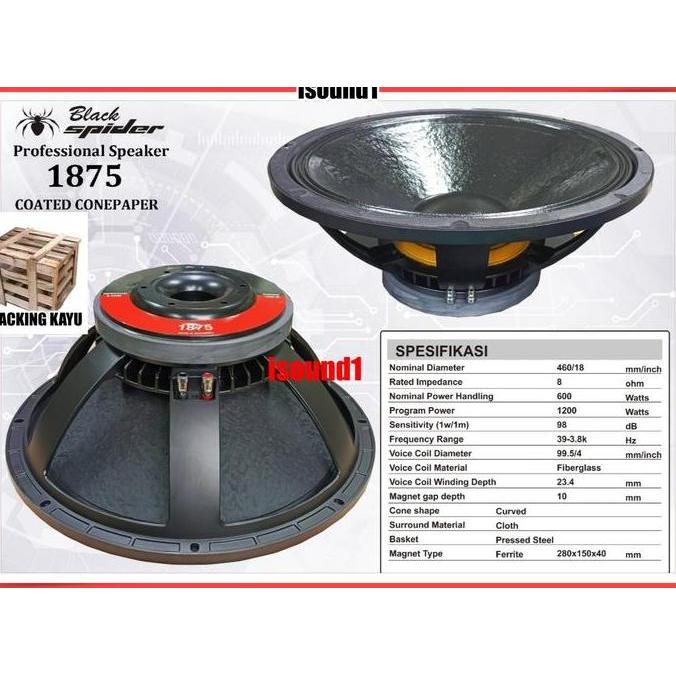 periperwy/ SPEAKER WOOFER KOMPONEN 18 INCH BLACK SPIDER 1875 BLACKSPIDER 18IN BS 1875 ORIGINAL Disko