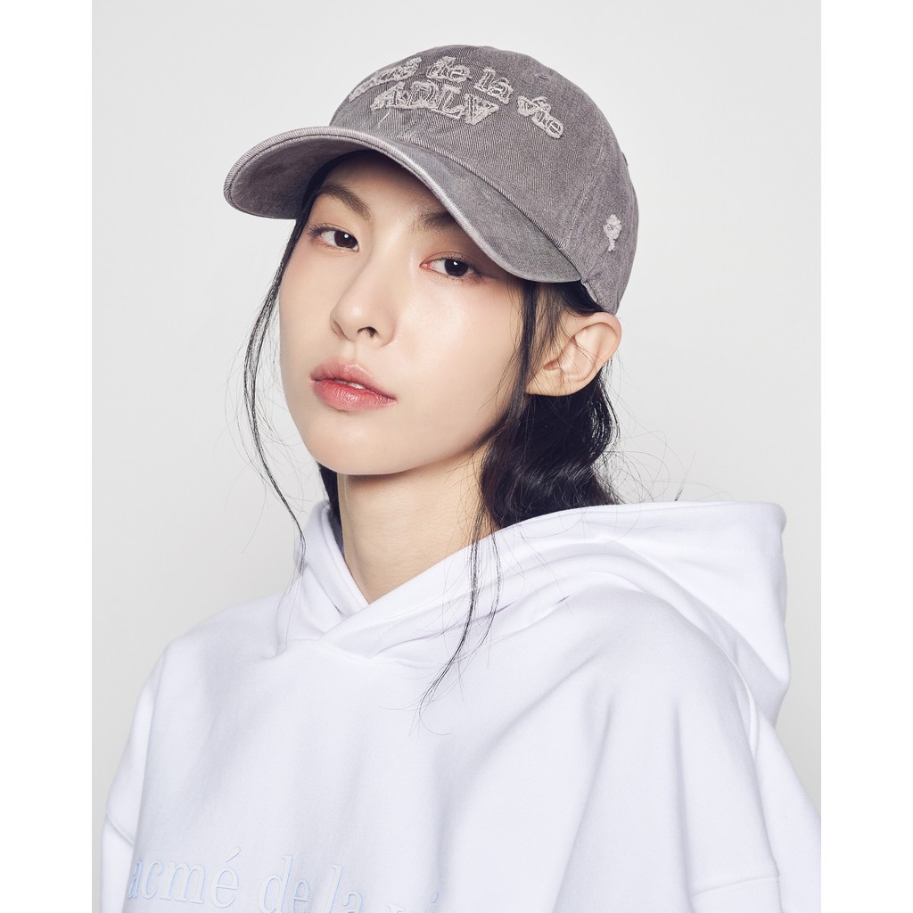 ADLV Fabric Logo Applique Ball Cap Gray - Topi Unisex acme de la vie