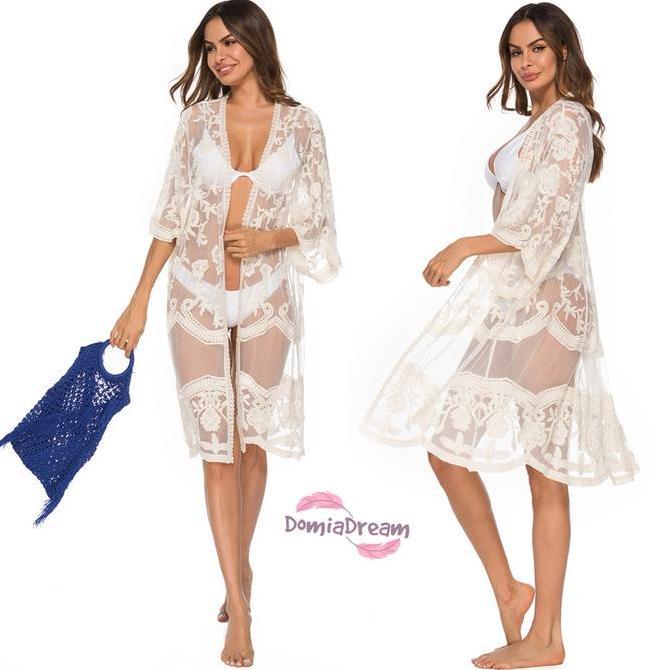 Cover Bikini Outer Pantai Panjang Elegan Motif Bunga