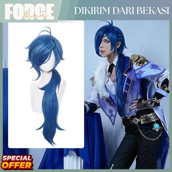 Force One Genshin Impact Cosplay Kaeya Wig biru Mlange Kaeya Wig Long Short Wig