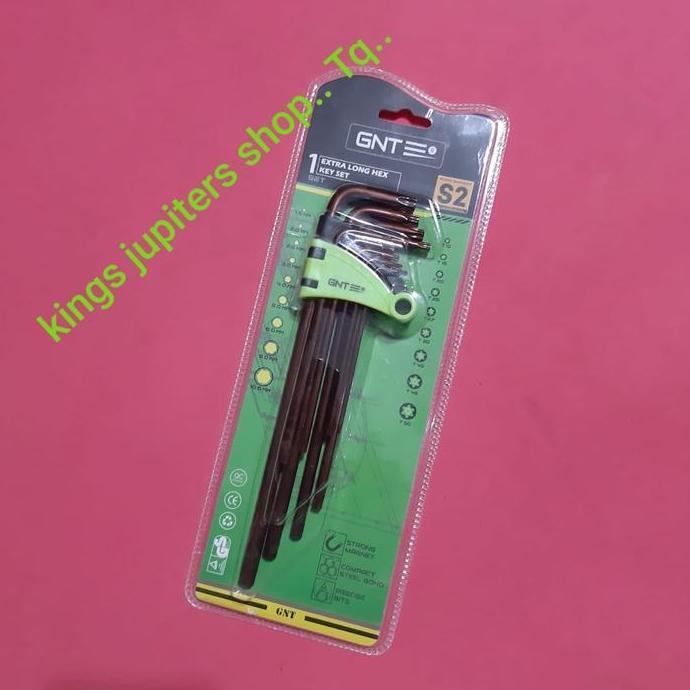 Set- Lobang 9Pc Kunci L Set Bintang Panjang T10 T15 T20 T25 T27 T30 T40 T45 T50 Gnt Kunci Star Bit L