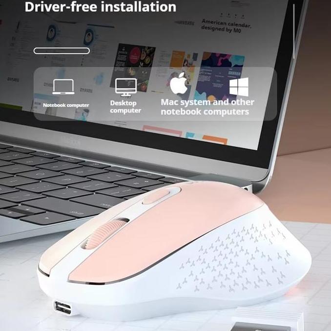 Hyra- Mouse Kantor Wireless - Mouse Fashion / Charging Dual Mode Type C