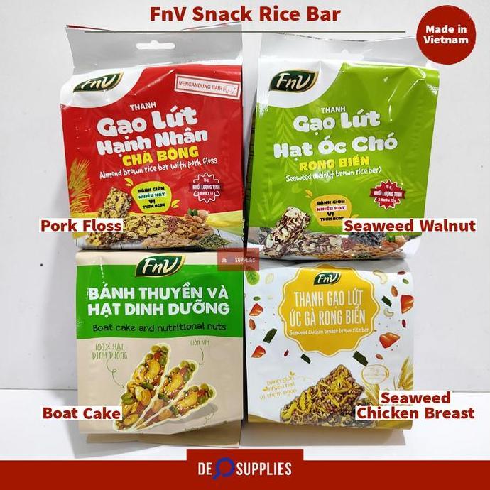 FNV BROWN RICE BAR SNACK VIETNAM 75GR ISI 5 - PORK FLOSS / SEAWEED WALNUT / CHICKEN BREAST / BOAT CA