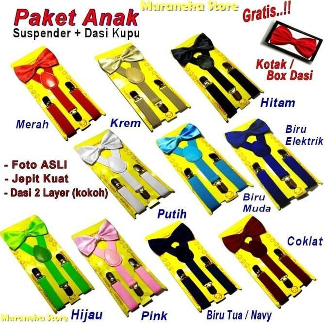BAYVEROZZ - PAKET ANAK SUSPENDER BOWTIE DASI KUPU BRETEL BALITA BAYI HITAM MERAH TK KANAK2 ANAK2 CHI