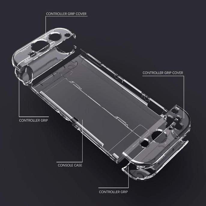 robi.shop - kasing pelindung nintendo switch 2/oled case dengan jernih krystal cover perlindungan