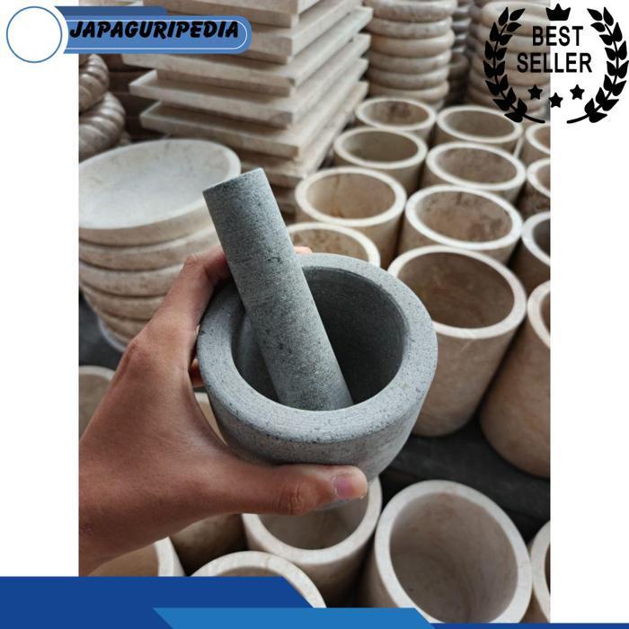 Lumpang Alu Tumbukan Ulekan Batu Andesit Alam Andesit Stone Mortar Pestle 6/3
