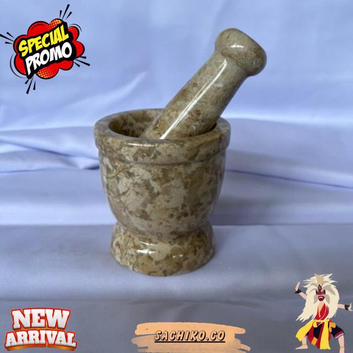 Lumpang Alu Batu Marmer Tumbukan Batu Tumbuk Ulekan Granit Natural Marble Stone Mortar Pestle 6/3