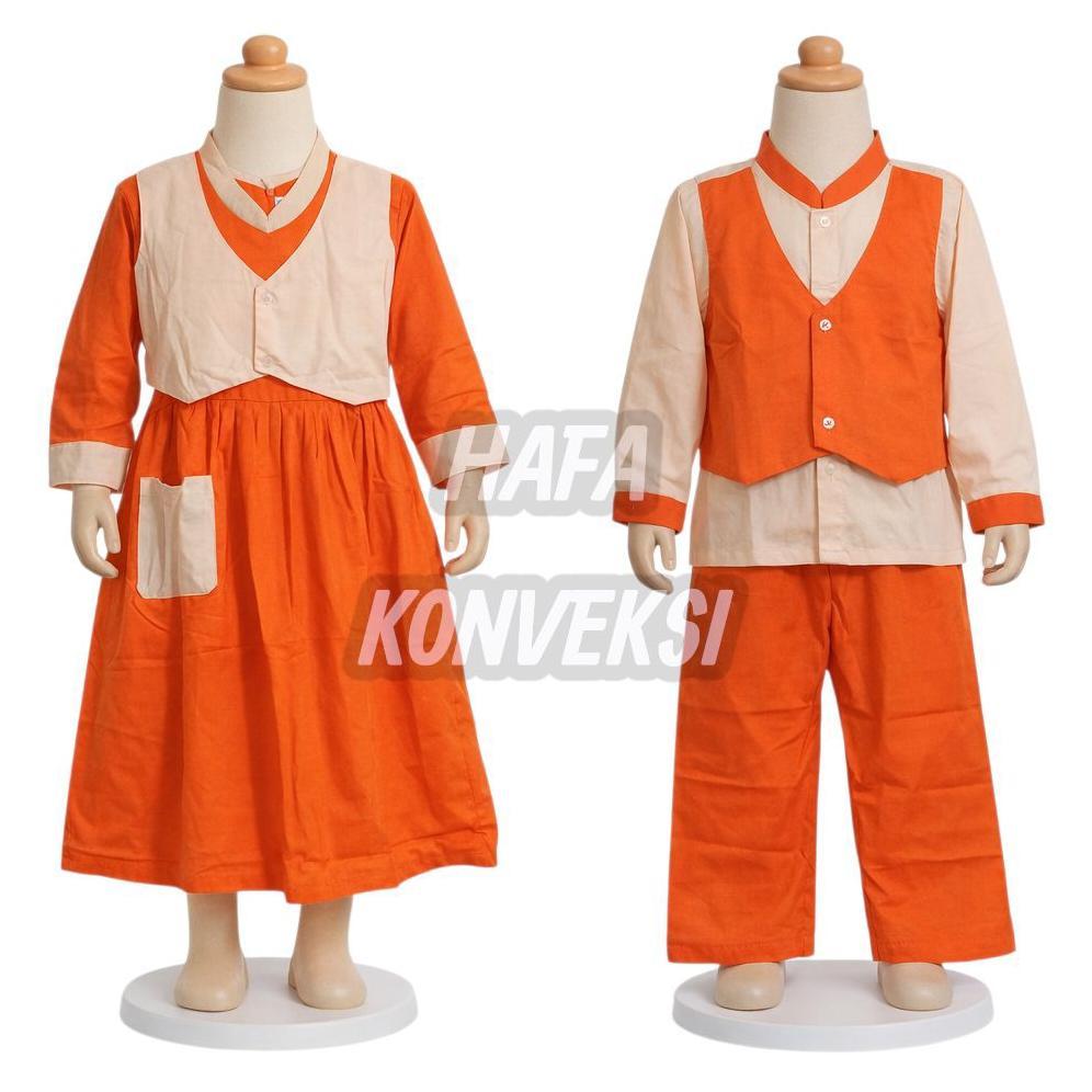 BAJU MUSLIM ANAK/SERAGAM MUSLIM ANAK TK / PAUD OREN MODEL ROMPI MURAH