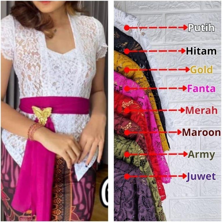 Kebaya Bali Brokat Sofia Strecth Lengan Pendek Model Lilit