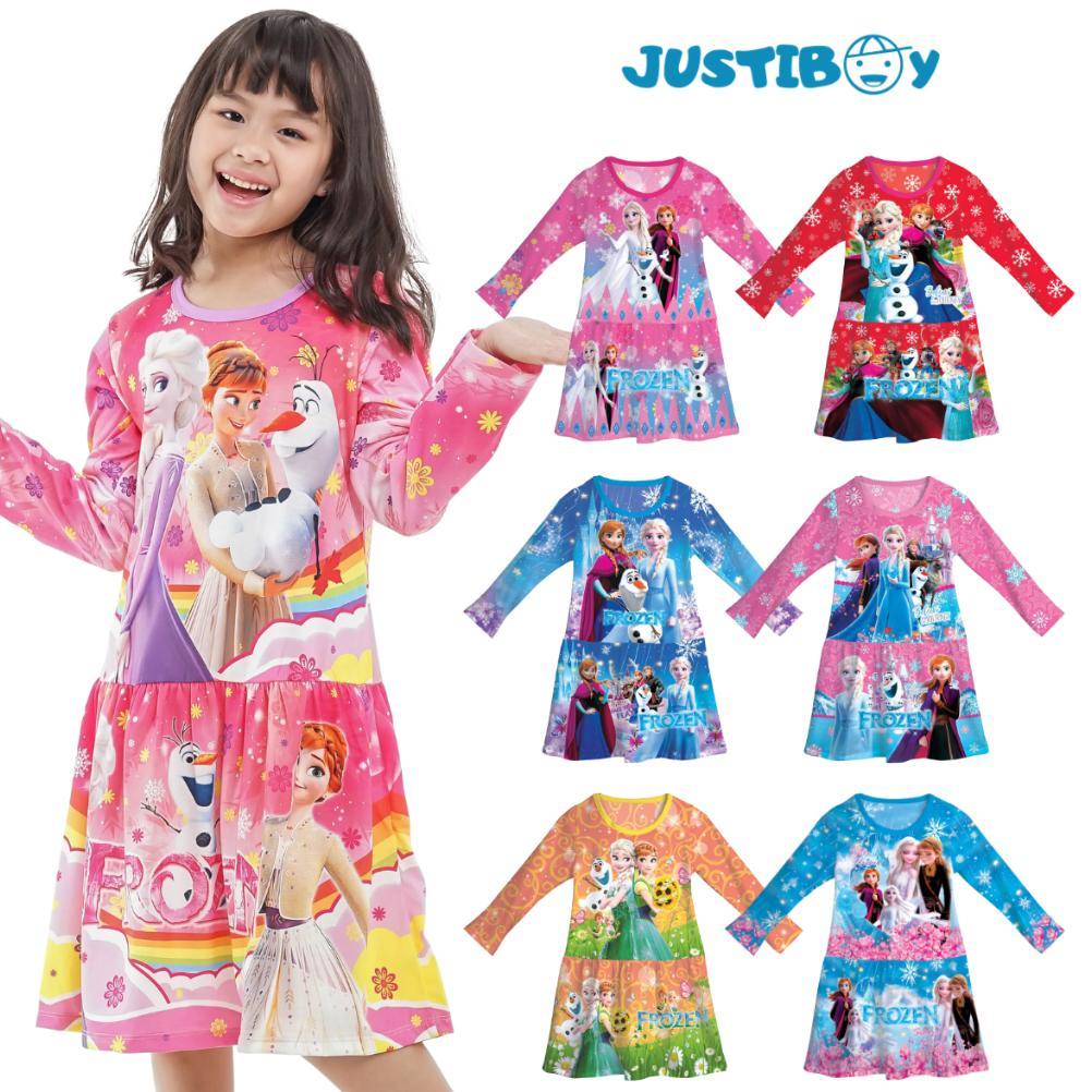 BAJU ANAK PEREMPUAN FROZEN / TUNIK MUSLIM ANAK PRINCESS LENGAN PANJANG FULL PRINTING USIA 3 - 10 TAH