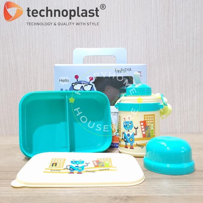 Technoplast Paket Gift Set School Robot Circus Lunch Box & Botol Air Best Price