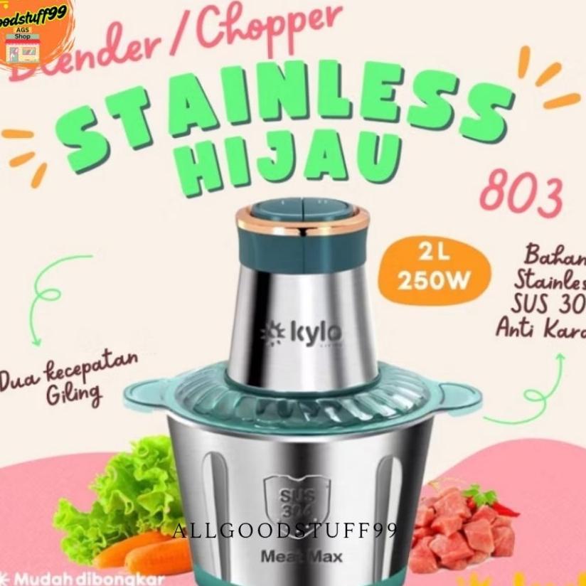 Penggiling Daging Food Grade Listrik 2 Kecepatan Kylo  Stainless Meat Grinder Blender Menghaluskan D