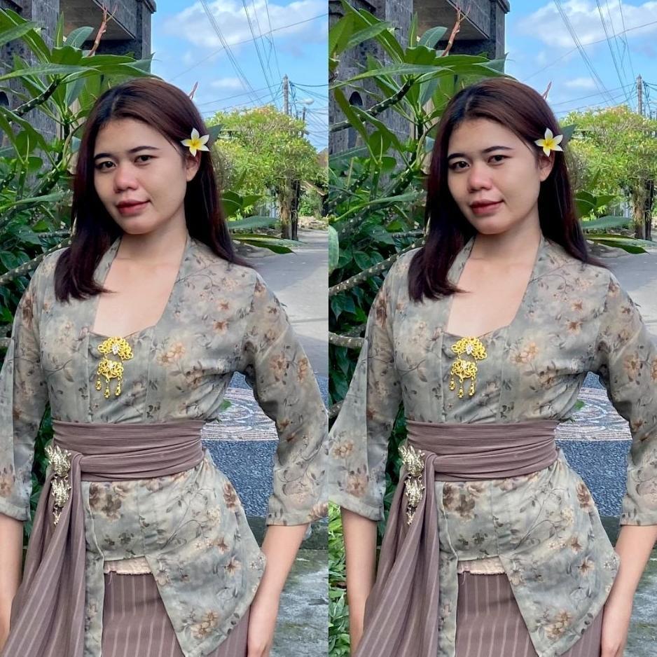 Kebaya Bali Dewasa Model Lengan Lonceng Motif Bunga//Kebaya Bali Kekinian