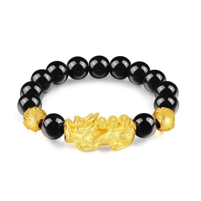 OLEVS Gelang Manik Gelang Tangan Pria Gelang Tangan Wanita 15 Manik-manik Keberuntungan