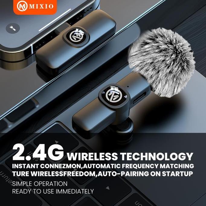 MIXIO W13 W14 Mic Wireless Clip on Microphone Mikrofon Lavalier HP Plug & Play