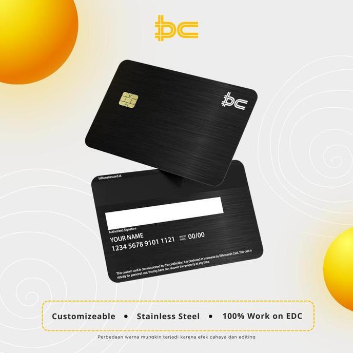Termurah Custom Metal Atm Debit Credit Card (Bukan Skin Card) - Black Brushed