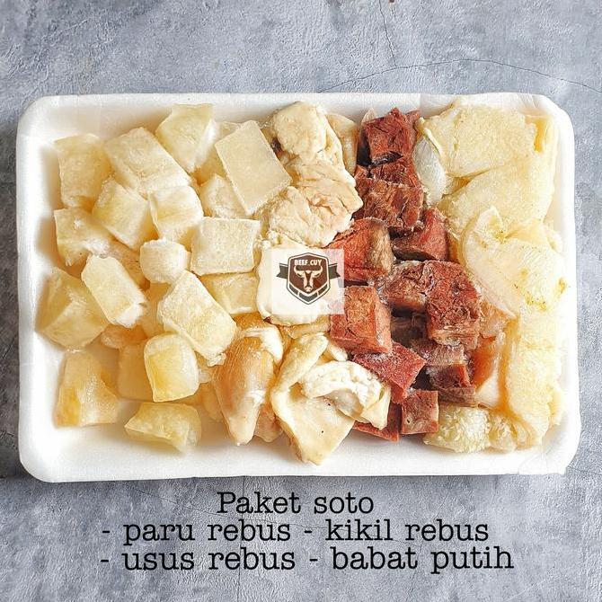 Nyumi- Paru Sapi Rebus/Usus Sapi/Babat Bersih/Kikil Rebus Paket Soto 500Gr