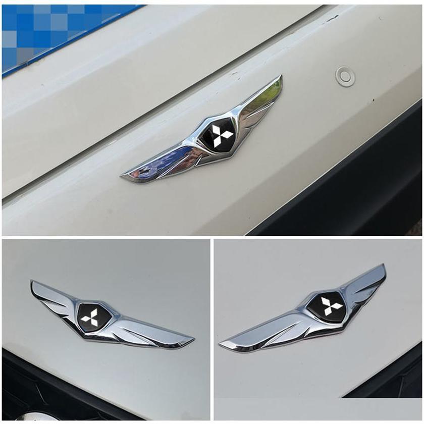 LIMITED Emblem Mobil Mitsubishi Logo Chrome dengan Wing / Logo Mitsubishi Sayap Timbul 3D / Emblem W
