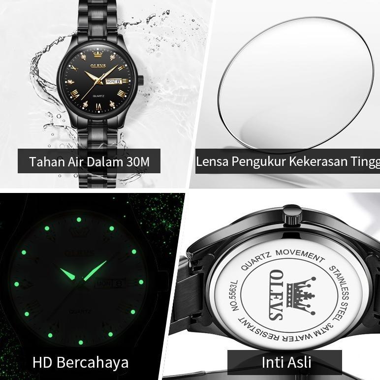 PREMIUM OLEVS Jam Tangan Wanita Anti Air Original Stainless Steel Terbaru 2026 Unik Women Watch Mode