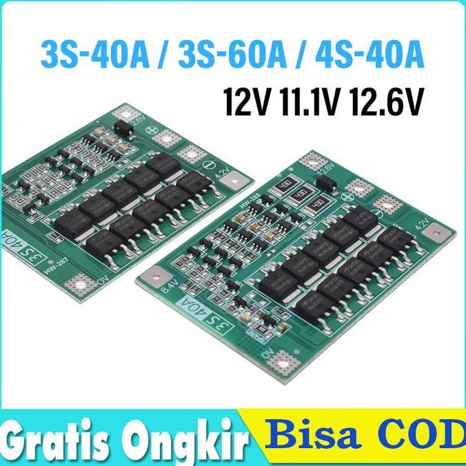 VIRYEOU BMS 3S 4S 40A 60A 18650 Li-ion Lithium Baterai Balance Charger Module