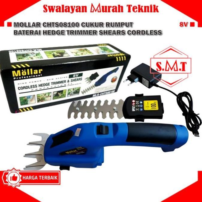 Best Seller Mollar Chts08100 Cukur Rumput Baterai Hedge Trimmer Shears Cordless Premium