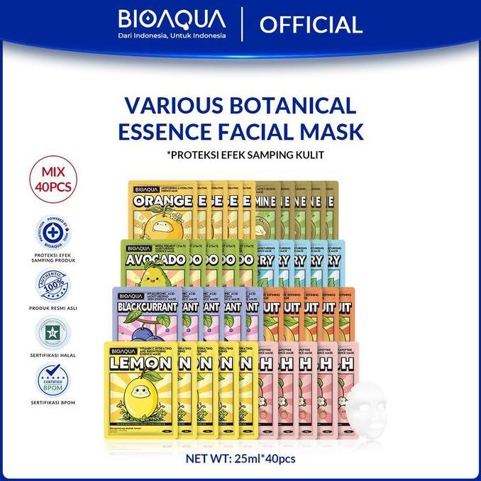 Mix 40pcsBIOAQUA sheet mask wajah Natural serum series Facial Treatment Face Mask wajah wamit cuak g