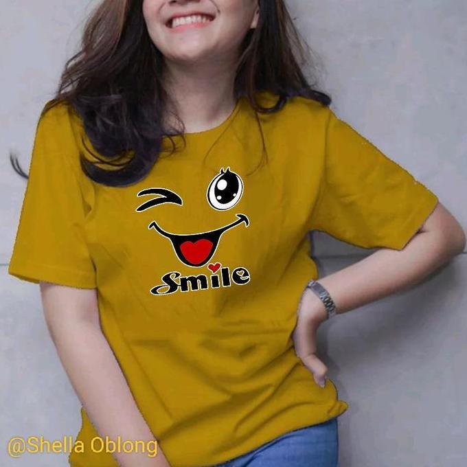 Roupas - Baju Kaos Atasan Pria/Wanita Smil Bibir Merah Oblong Dewasa Muslim Handsock Dusty Pink Bati