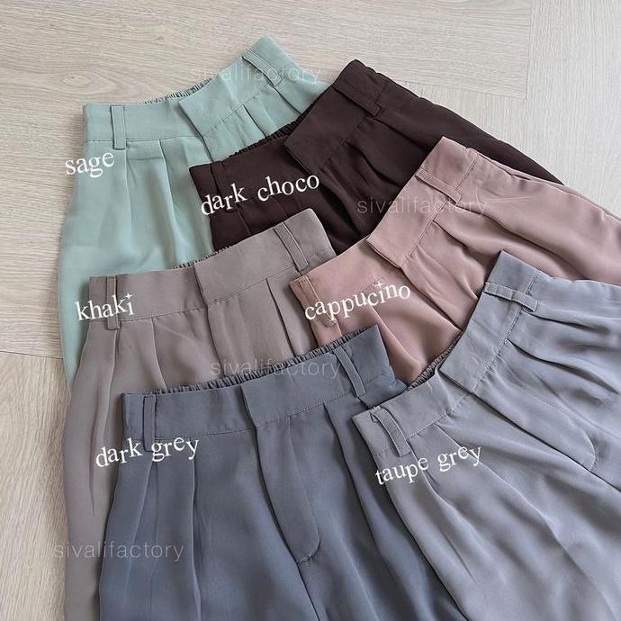 Roupas - Sivali Elika Pants - Celana Ankle Loose Wanita Panjang 7/8 Bahan Jatuh Katun Polyester Outf