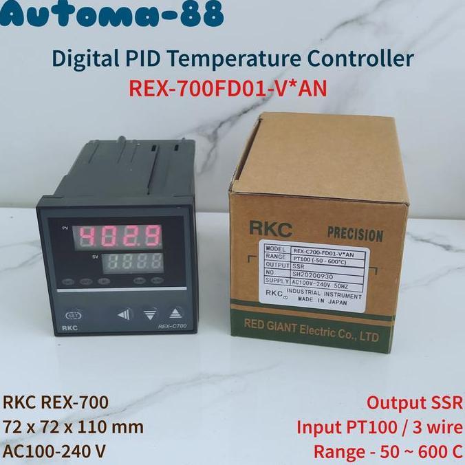 REX-C700 72X72 MM TEMPERATURE CONTROLLER PT100 3 WIRE KABEL -50 ~ 600C AT88