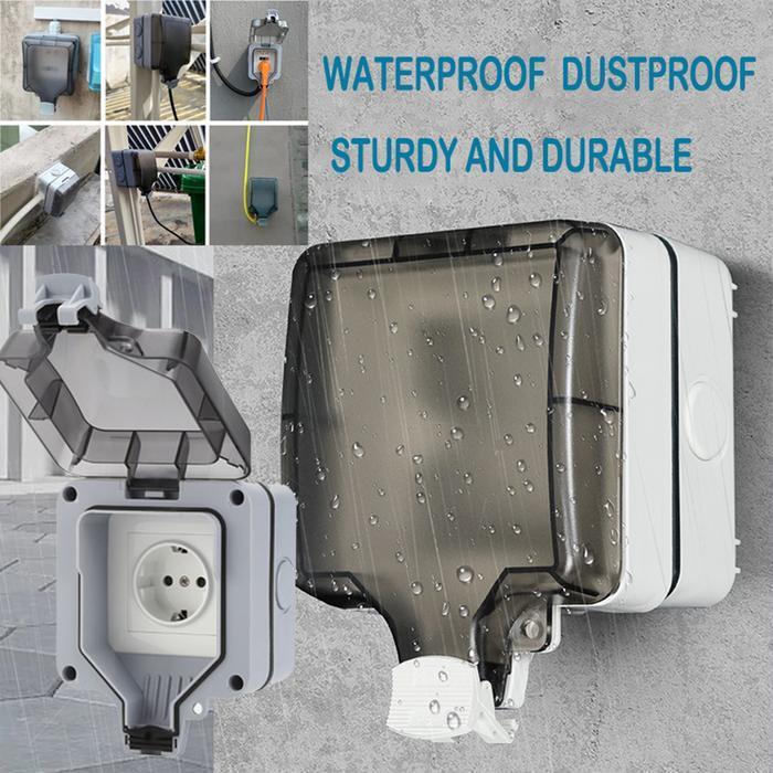COD Stop Kontak IP66 Waterproof Outdoor Wall Socket Box Kotak Tahan Air Hujan Anti Debu stop  kontak