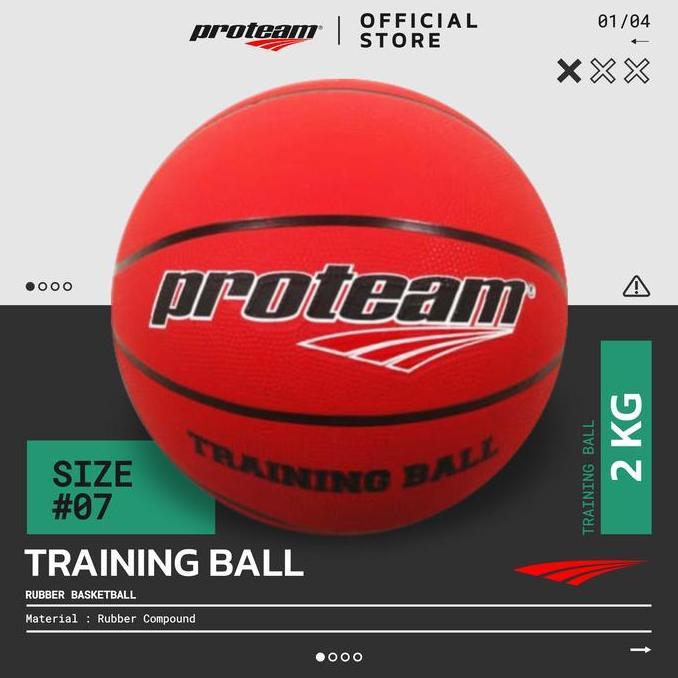 Training Ball Proteam Rubber Bola Basket Berat 2 Kg Red Latihan Beban