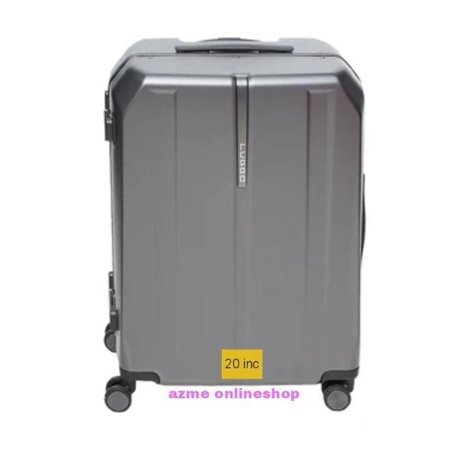 luggo 20 inci koper travel abu abu_luggage fort silver grey tsa lock