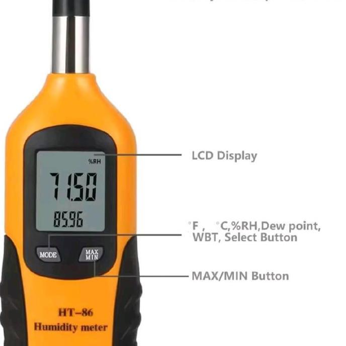 HUMIDITY & TEMPERATURE METER HT 86 DIGITAL LAYAR LCD PRESISI TINGGI HT-86