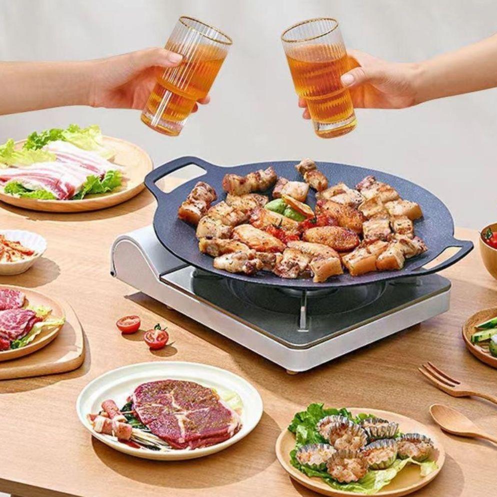 MIRAHSTORE CLAIYDREAM PANGGANGAN BBQ BULAT KOREAN GRILL PAN PLATE / WAJAN KUALI PANCI TEFLON KONDUKS