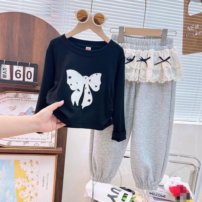 Bebasaja- [363936] - One Set 2In1 Baju Setelan Atasan Kaos T-Shirt Lengan Panjang Bawahan Celana Pan